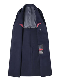 Men's plus size double-breasted wool coat interior view, showcasing button details and lining.
