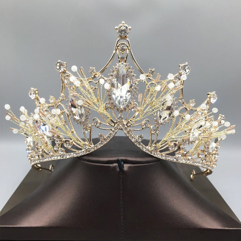 a tiara on display on a black stand