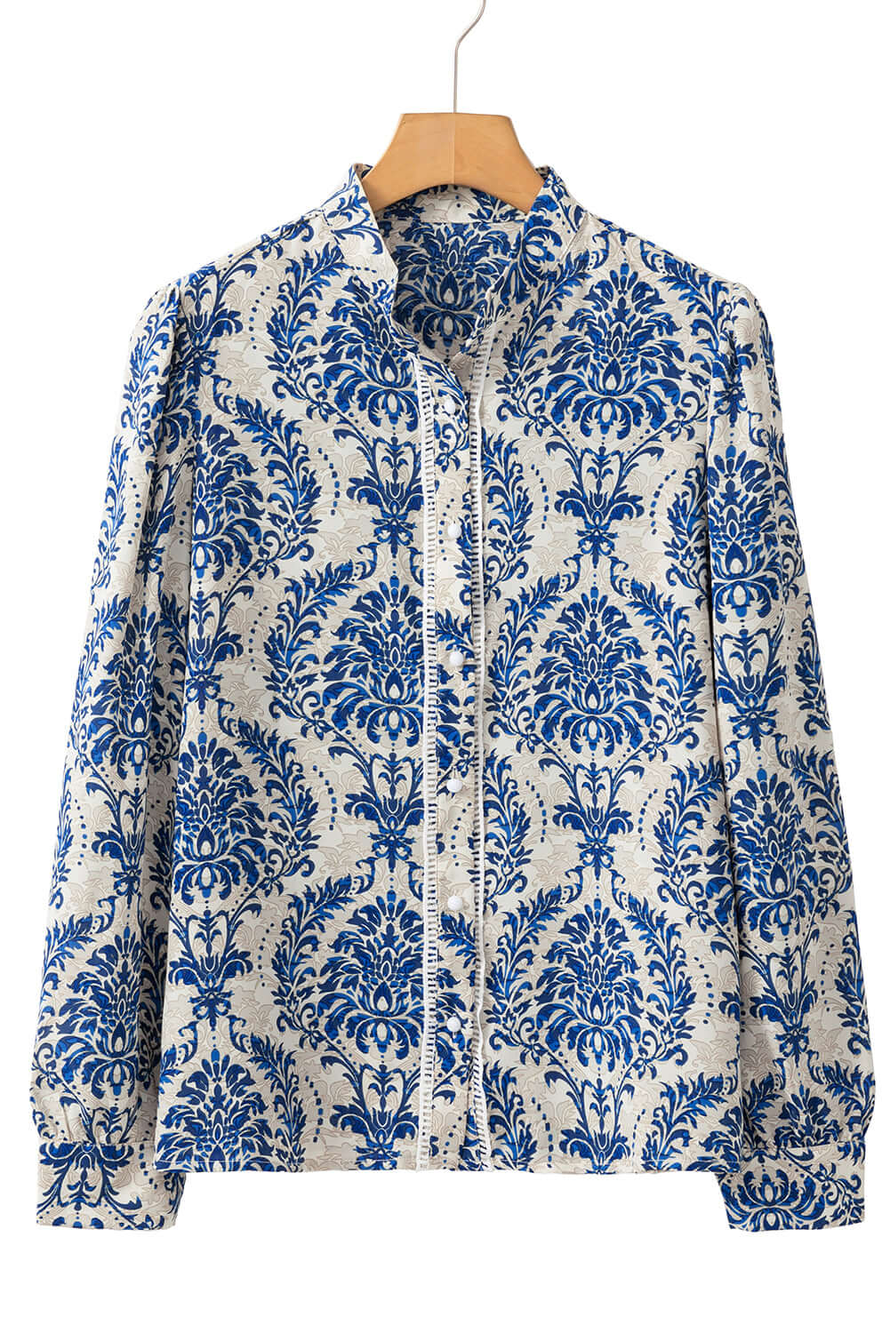 Sky Blue Bohemian Printed Bishop Sleeve Lace Shirt Tops/Blouses & Shirts Luxurious Weddings