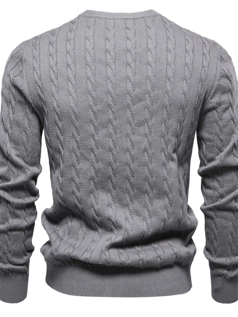 Men's Cable-Knit Round Neck Long Sleeve Sweater Sweatshirts Luxurious Weddings