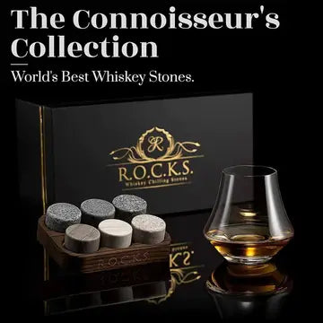 The Connoisseur's Set - Whiskey Stones & Crystal Nosing Tasting Glass Luxurious Weddings