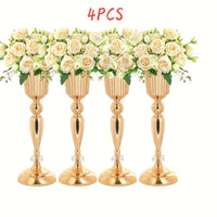 Elegant Golden Crystal Vase Set - 4pcs Decor Vase Set Luxurious Weddings