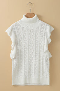 Cable-Knit Turtleneck Cap Sleeve Sweater Sweater Luxurious Weddings