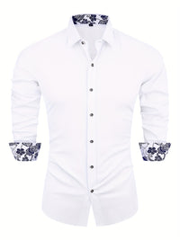 Men's Long Sleeve Tuxedo Shirt for Spring & Autumn Luxurious Weddings