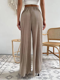 Full Size Elastic Waist Wide Leg Pants Plus Size Pants Luxurious Weddings
