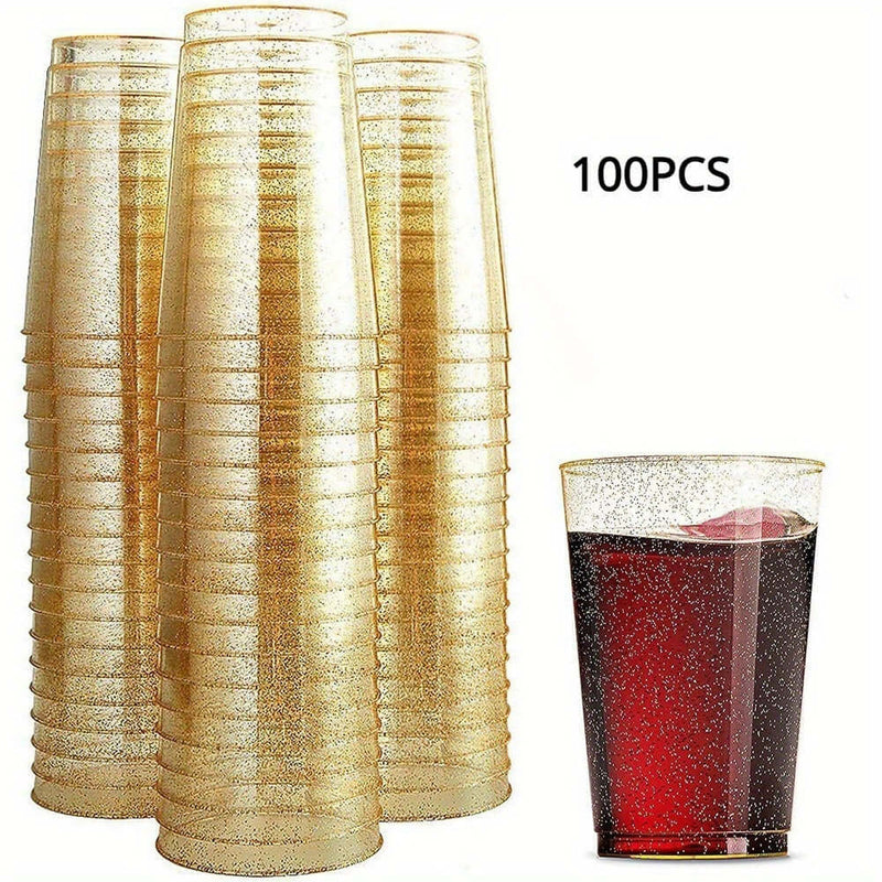 100 Disposable Plastic Champagne Glasses for Events Cups Luxurious Weddings