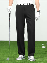 Men's loose fit black pants ideal for golf, featuring a comfortable design and breathable material.