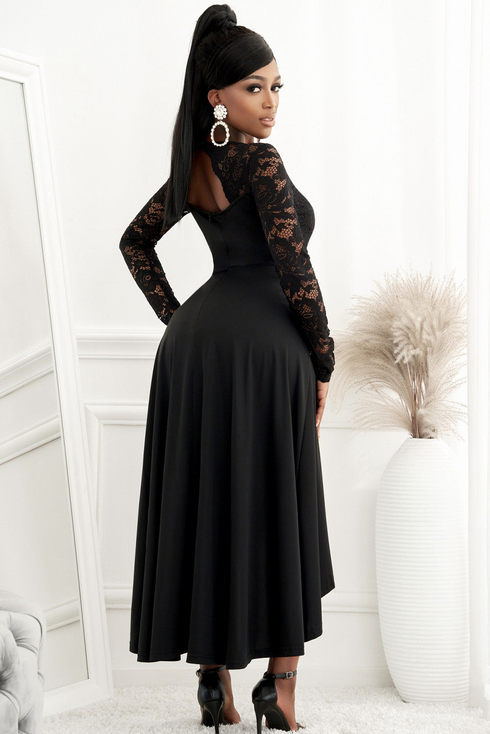 Lace High-Low V-Neck Dress Mother of the bride Luxurious Weddings
