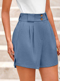 Two Button Wide Waistband Shorts Shorts Luxurious Weddings