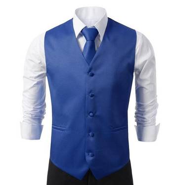 Men's Waistcoat & Tie Set Royal Blue Luxurious Weddings