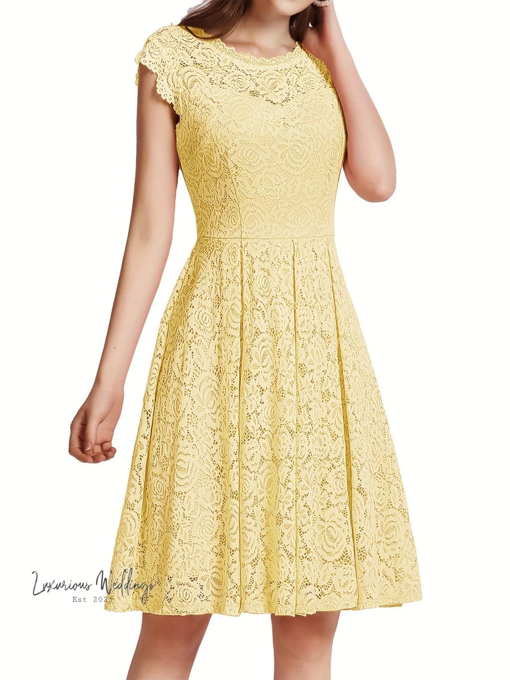 Chic Lace Sleeveless Dress - Spring/Summer/Fall - Luxurious Weddings - Luxurious Weddings