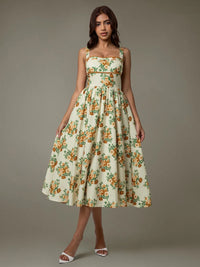 Lace Trim Floral Sleeveless Midi Dress Summer Dress Luxurious Weddings