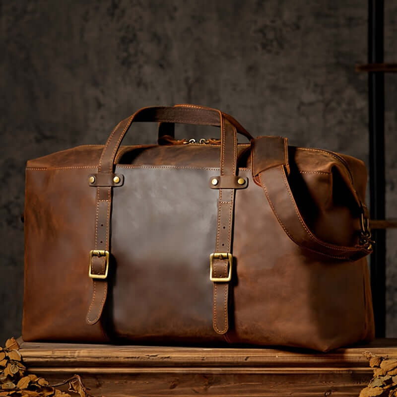 Vintage-Style Top Grain Leather Travel Bag Bags Luxurious Weddings