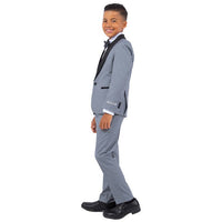 Grey Stacy Adams Boys Tuxedo, Slim-Fit 5pc w/ Tuxedo Shirt Suits Luxurious Weddings