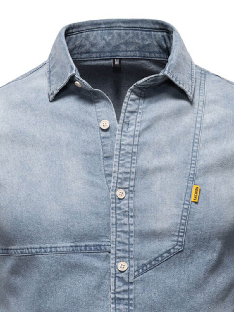 Men's Button Down Collared Neck Denim Shirt Men's Shirts Luxurious Weddings