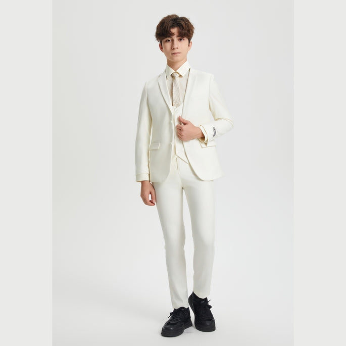 Stacy Adams Boys Suit 5-Piece Set | Ivory Suits Luxurious Weddings