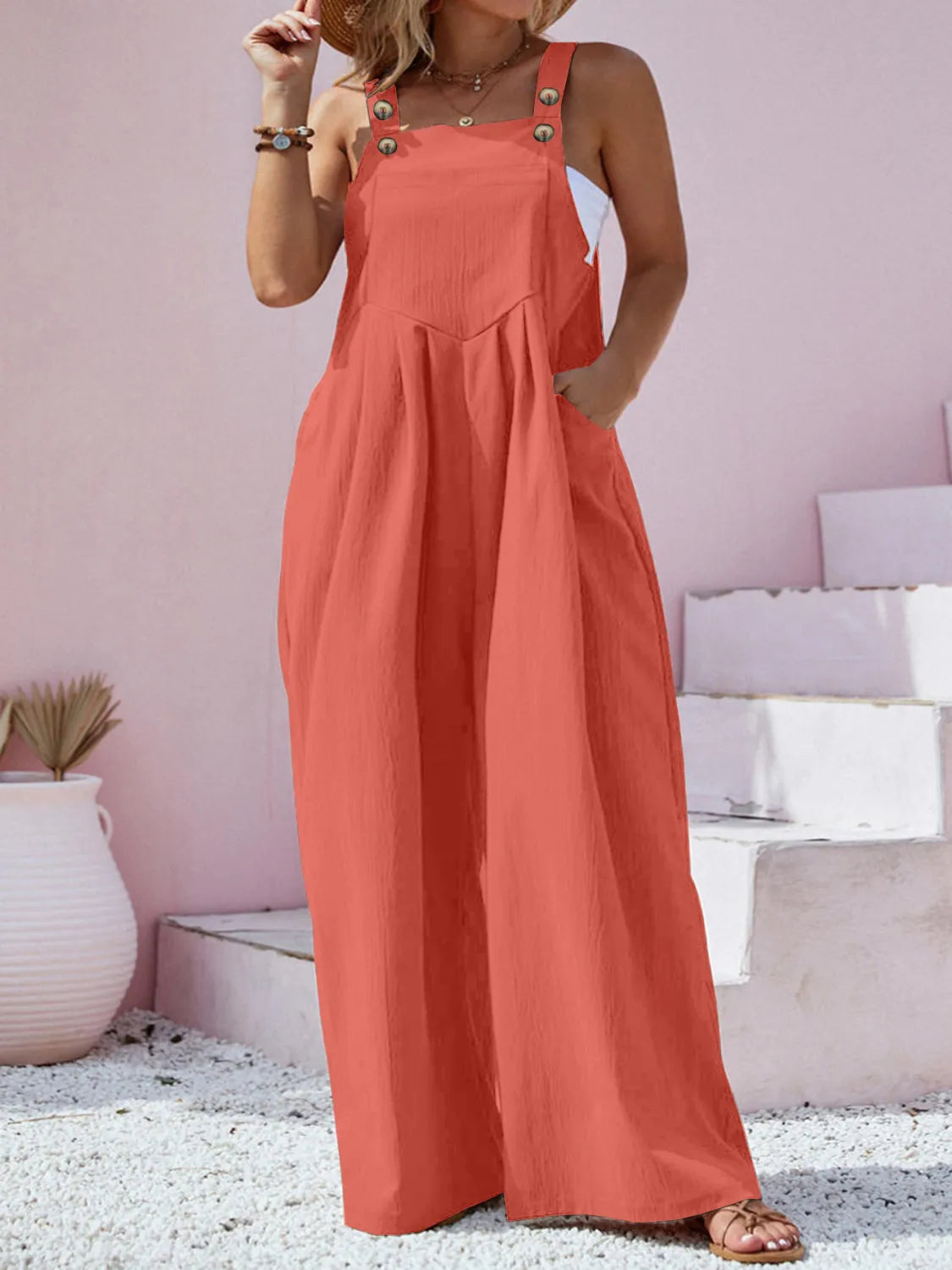 Plus Size Square Neck Wide Leg Overalls Plus size Luxurious Weddings