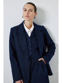 Navy Blue Striped 3-PIECE Suit Suits Luxurious Weddings