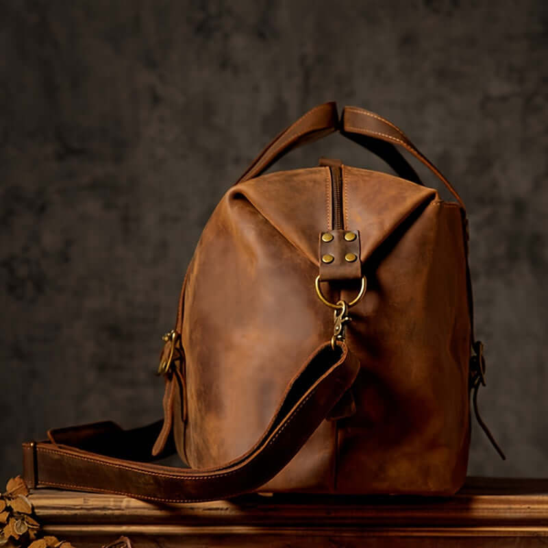 Vintage-Style Top Grain Leather Travel Bag Bags Luxurious Weddings