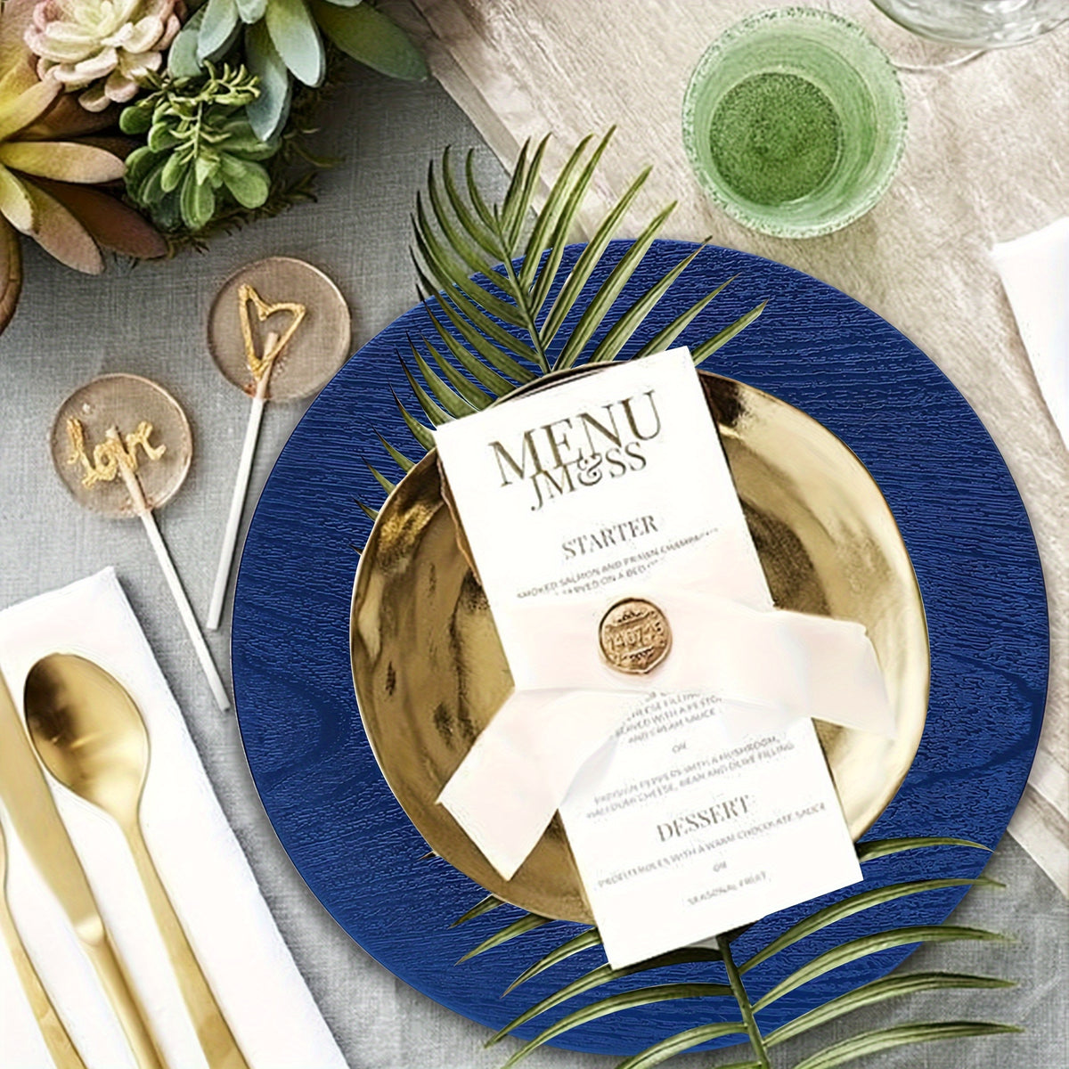 24pcs Dark Blue Elegant Charger Plates Set Charger Plates Luxurious Weddings