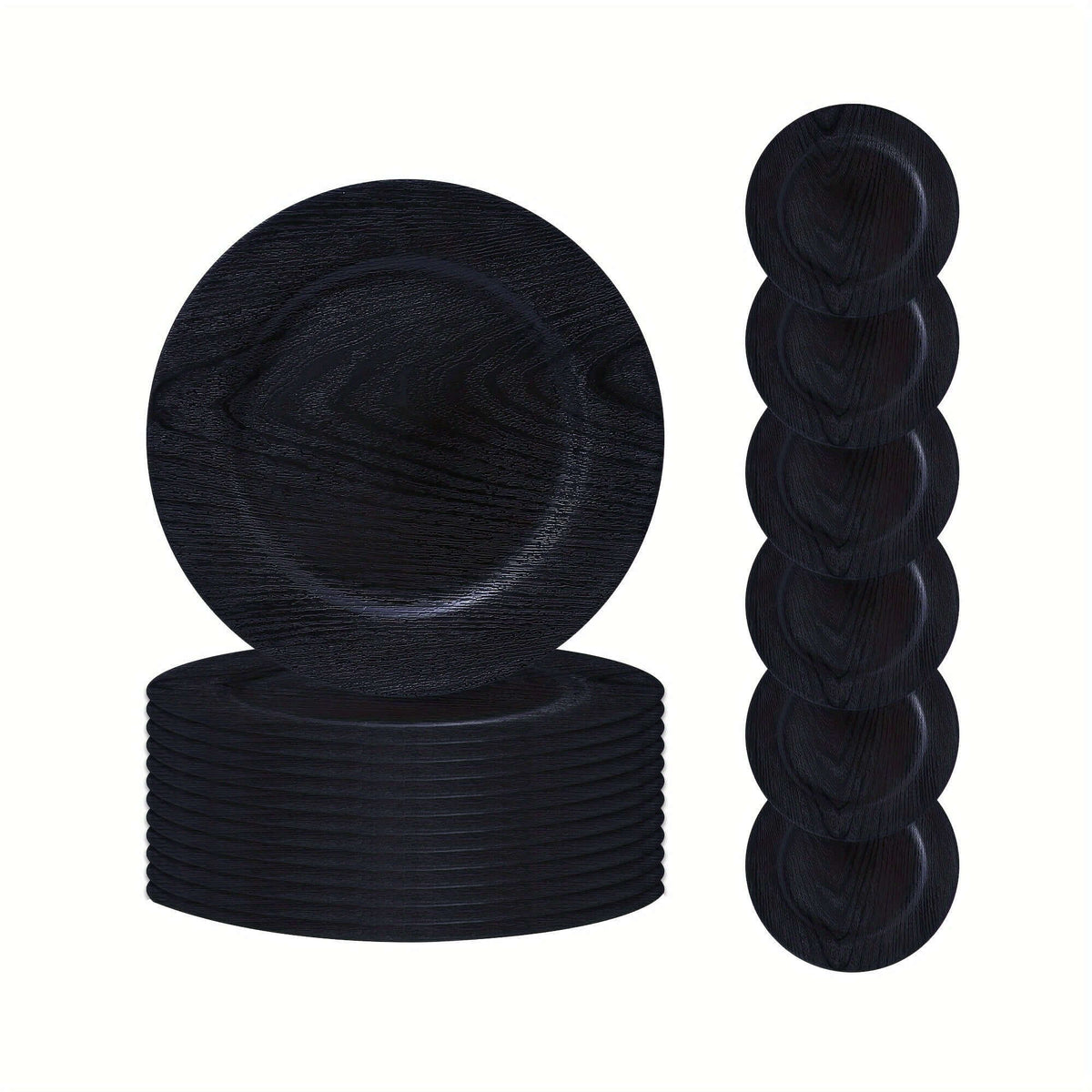 13'' Black Plastic Charger Plates - Wedding Set Charger Plates Luxurious Weddings