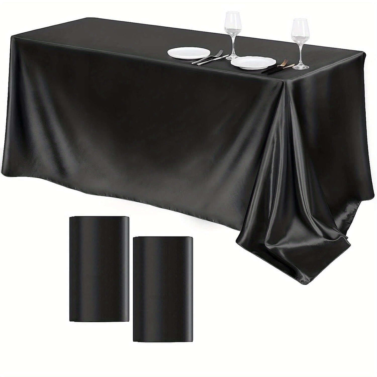 Elegant Golden Satin Tablecloth Overlay - 102 x 58\" Tablecloth Luxurious Weddings