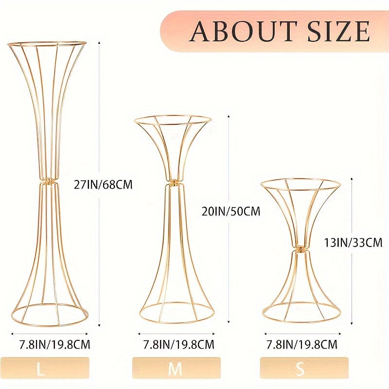 Gold Metal Trumpet Vase Set - Elegant Decor Vases Luxurious Weddings