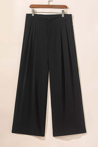 Black Pleated Elegant Wide Leg Pants Bottoms/Pants & Culotte Luxurious Weddings