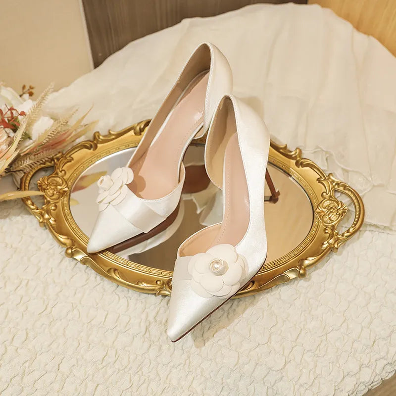 Point Toe Stiletto Pumps Bridal Shoes Luxurious Weddings