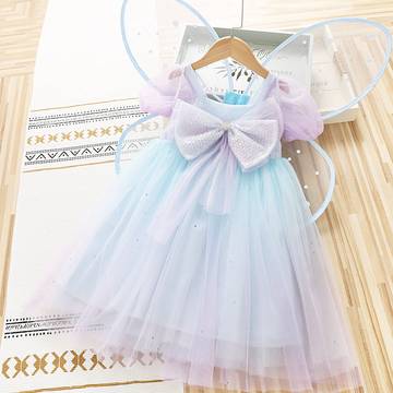 Girls Princess Western Style Rainbow Butterfly Wings Dress Luxurious Weddings