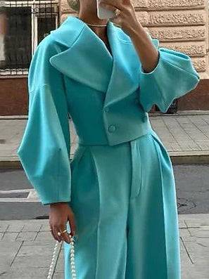 Solid Color Lapel Short Jacket & High Waist Pants Suit suits set Luxurious Weddings