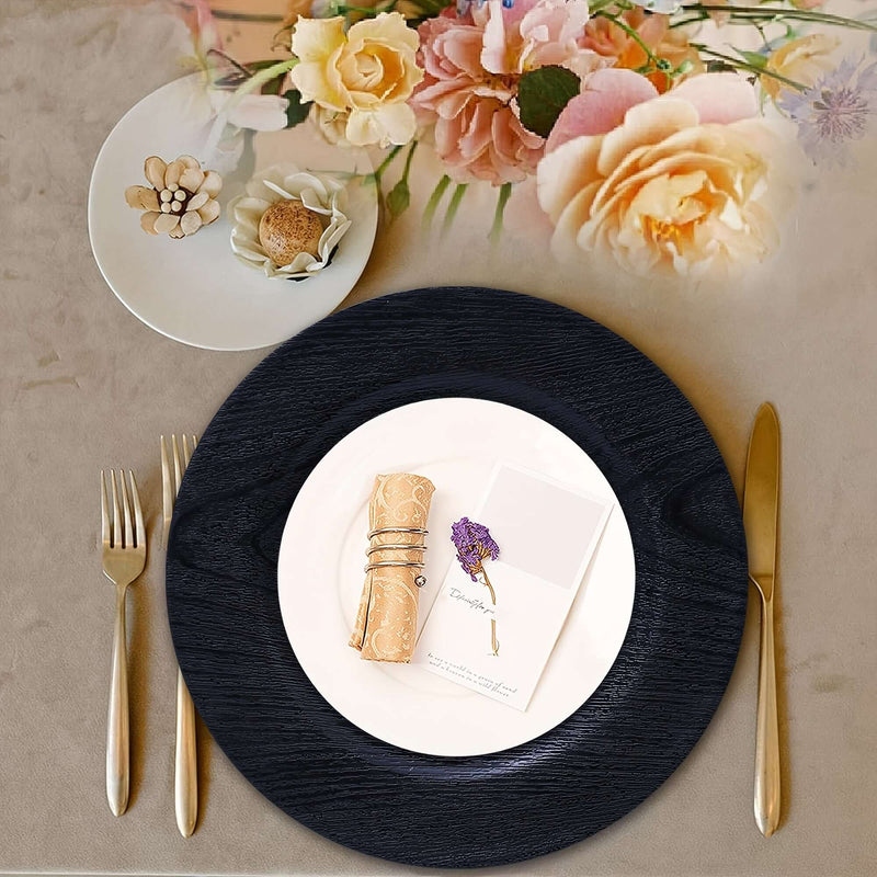 13'' Black Plastic Charger Plates - Wedding Set Charger Plates Luxurious Weddings