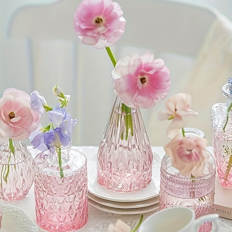 Mini Vintage Glass Bud Vase Set of 10 in Pink vases Luxurious Weddings
