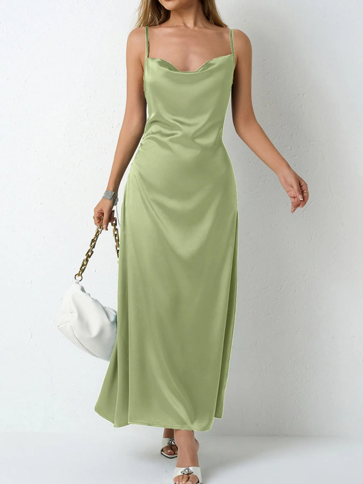 Satin Cowl Neck Cami Dress Bridesmaid Dresses Luxurious Weddings