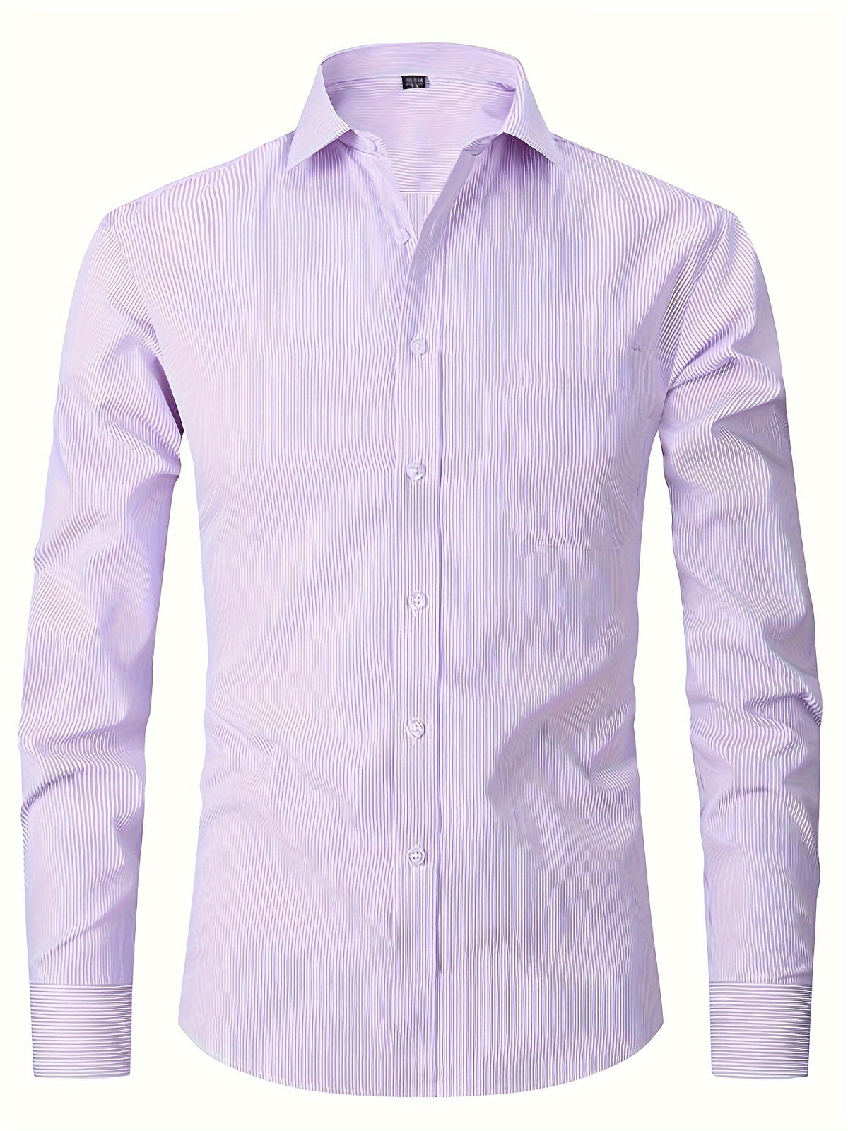 a purple shirt with white stripes on it