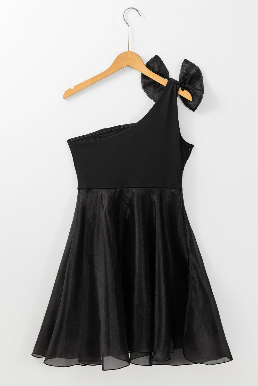 Black Bowtie Tulle Overlay Skater Dress