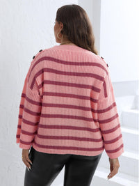 Plus Size Striped Dropped Shoulder Sweater Plus size jersey Luxurious Weddings