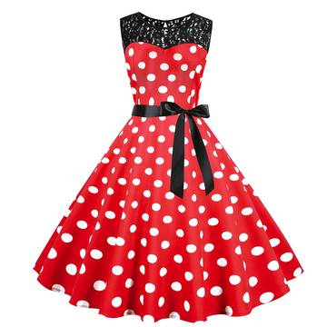 Polka Dot Sleeveless Dress Retro Dress Luxurious Weddings