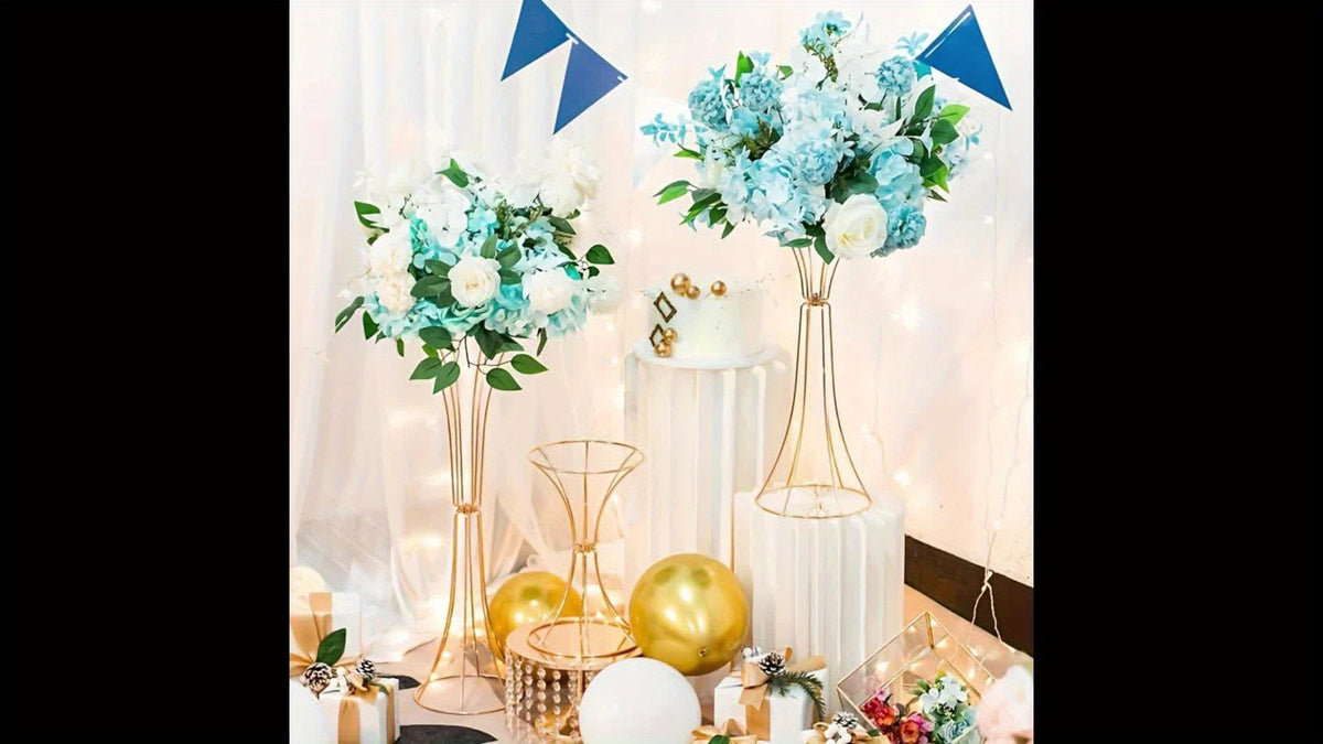 Gold Metal Trumpet Vase Set - Elegant Decor Vases Luxurious Weddings