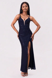 Split Sequin Backless Maxi Cami Dress Formal Dress Luxurious Weddings