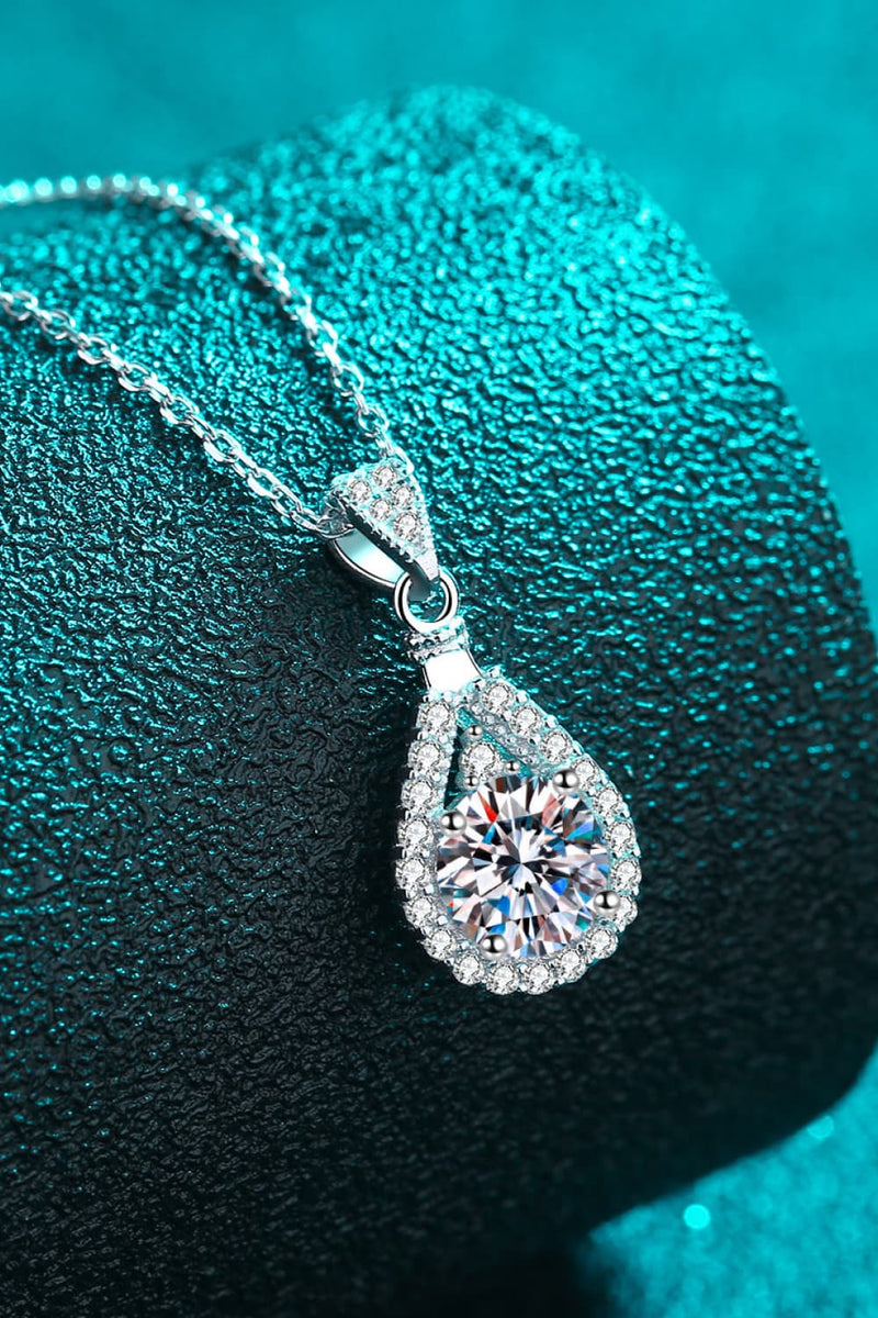 2 Carat Moissanite Teardrop Pendant 925 Sterling Silver Necklace Luxurious Weddings