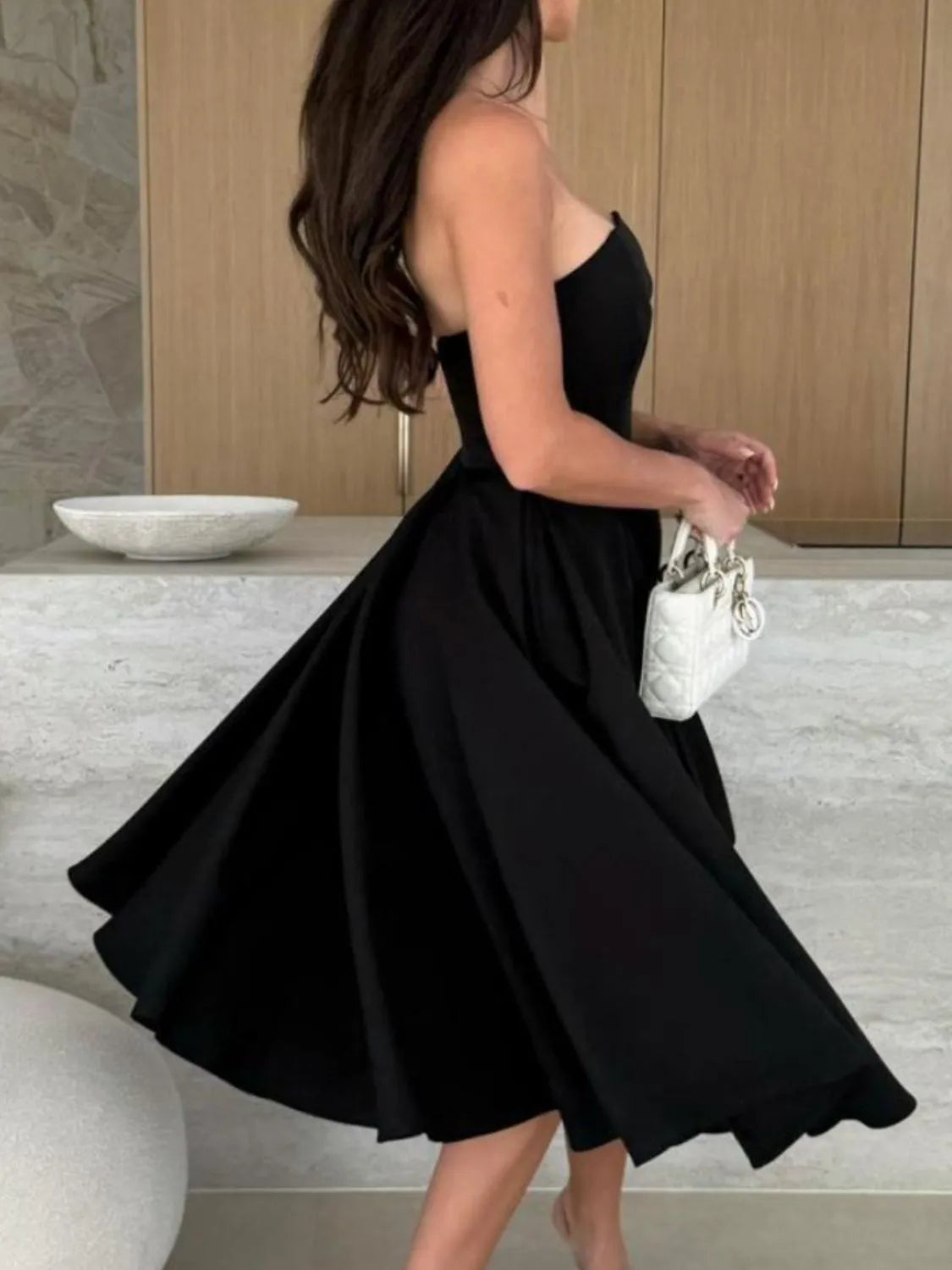 Solid Color Tube Midi Dress Summer Dress Luxurious Weddings