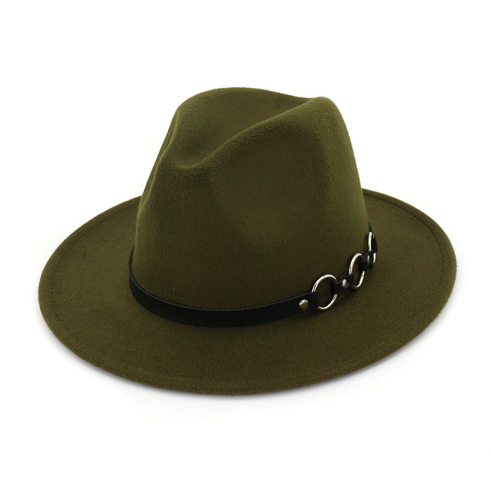 60cm Woolen Fedora Hat | Army Green
