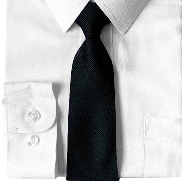 White Boys Dress Shirt, Solid Black Tie Shirt Luxurious Weddings