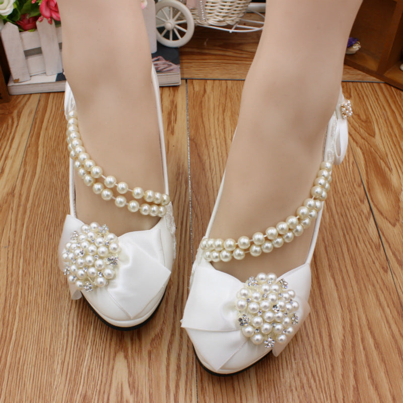 Simple Bridal Shoes Bow Heels Bridal Shoes Luxurious Weddings