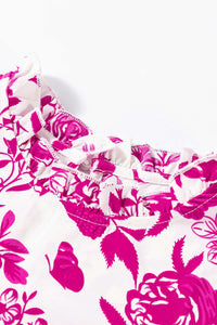 Rose Floral Print Flounce Sleeve Keyhole Back Blouse Tops/Blouses & Shirts Luxurious Weddings