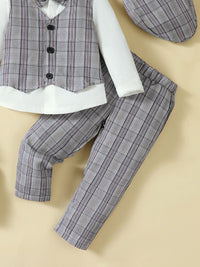 Hat, Long Sleeve Shirt, Plaid Vest and Pants Set 4pc Toddler set Luxurious Weddings