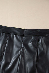 Black PU Leather Side Slits Slim Fit High Waist Mini Skirt Bottoms/Skirts & Petticoat Luxurious Weddings