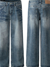 Men's Wide-Leg Vintage Wash Jeans Jeans Luxurious Weddings