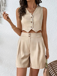 V-Neck Vest and Shorts Set Matching Sets Luxurious Weddings